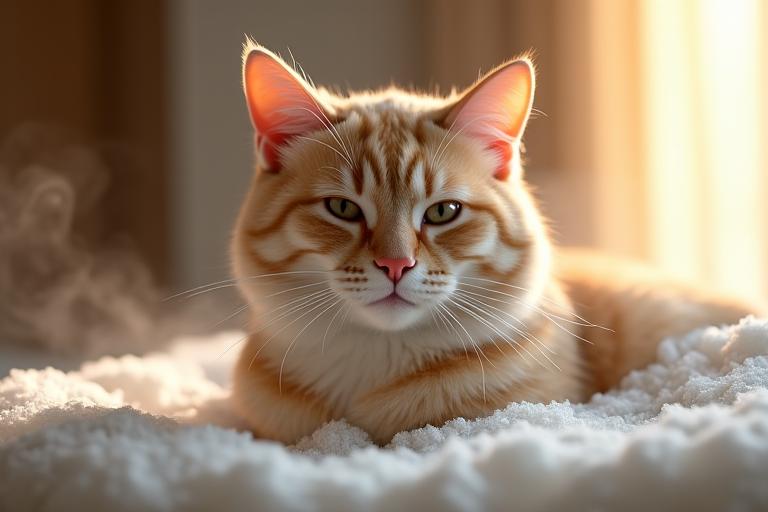 Chat profitant d'un traitement spa relaxant